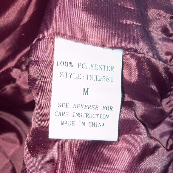 The Story Satin Twill Maroon Quilted Puff Zip Front Bomber Jacket Size Medium - Picture 7 of 8